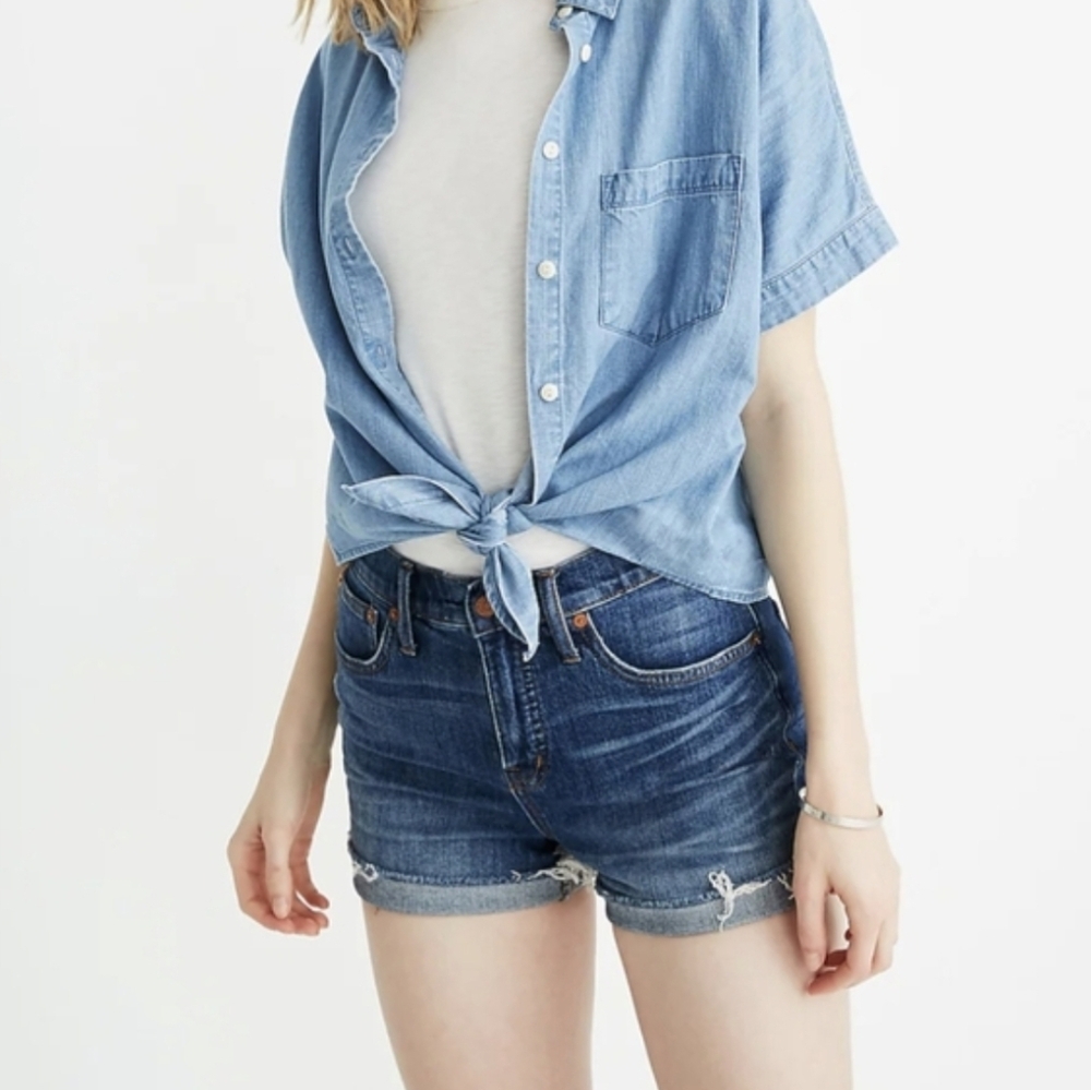 Madewell High Rise Denim Shorts Cutoff Edition In Glenoaks Wash Size 23
